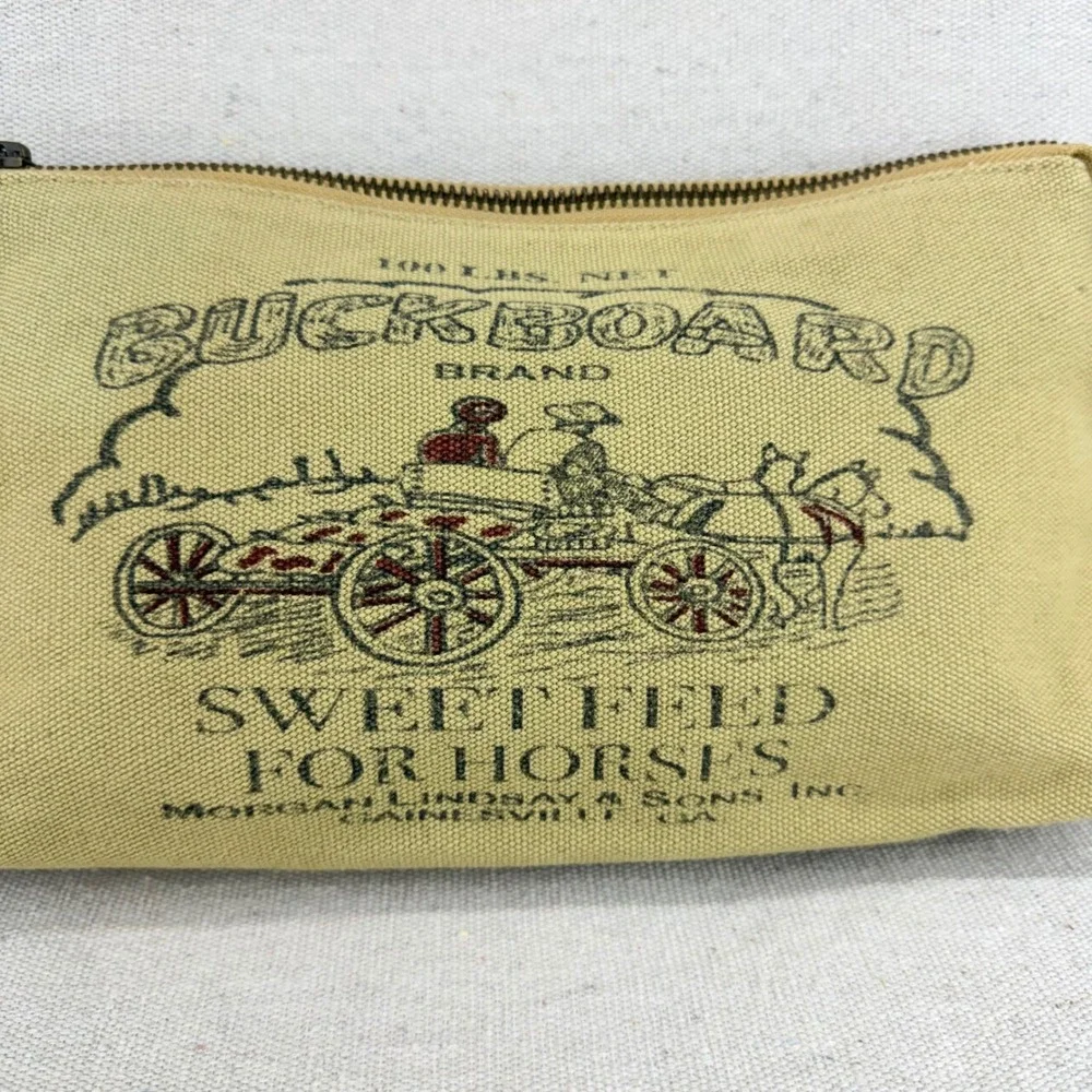American Glory Buckboard Brand Canvas Pouch Vintage Feed Bag Style Tan Bag